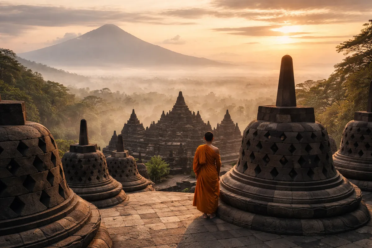 Quel est l'impact du temple de Borobudur sur les voyages spirituels en Asie ?